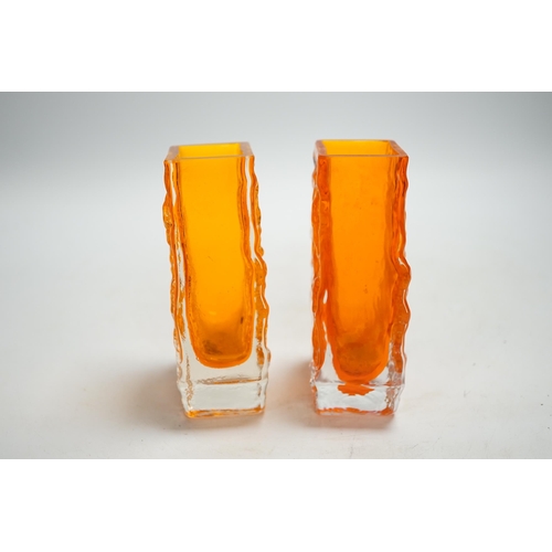 1321 - A pair of Whitefriars Coffin vases in tangerine, 13cm