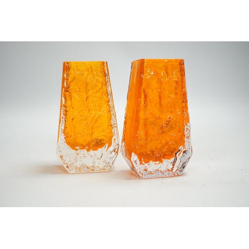 1321 - A pair of Whitefriars Coffin vases in tangerine, 13cm