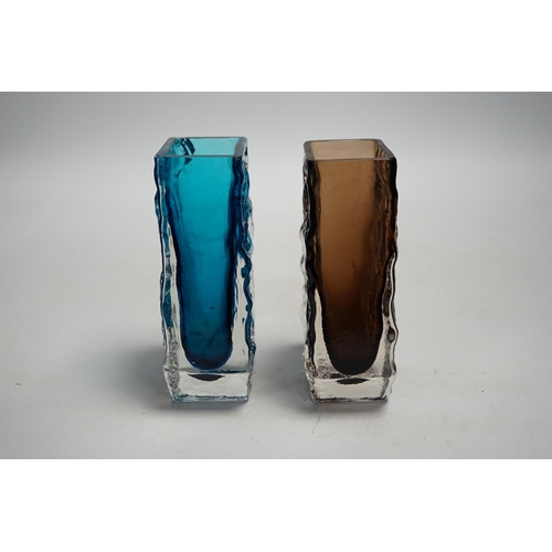 1327 - Two Whitefriars Coffin vases in cinnamon and kingfisher blue (chipped), 13cm