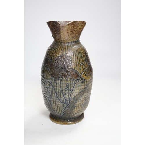 1337 - A R W Martin Brothers, London and Southall stoneware jug, repaired, mark to base, 22cm high