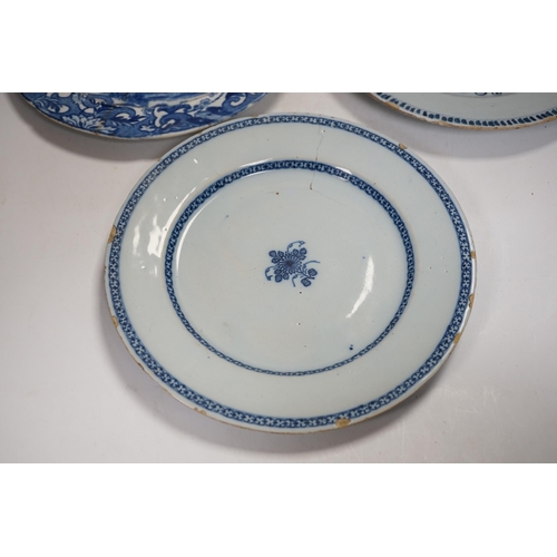 1339 - Two 18th century Delft plates and a 19th century Masons Crown Inn plate-24cm diameter