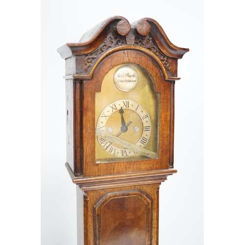 1344 - An Edwardian shell inlay miniature longcase clock, 43.5cm high