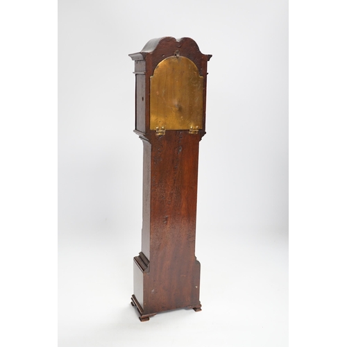 1344 - An Edwardian shell inlay miniature longcase clock, 43.5cm high