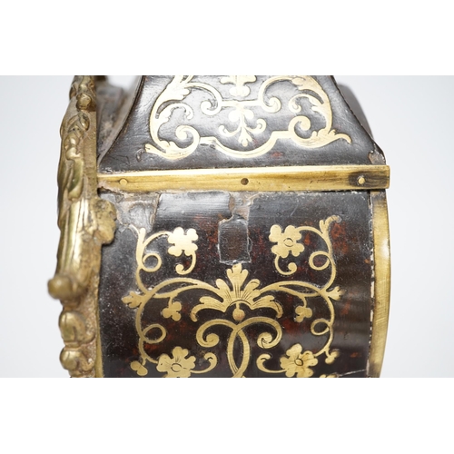 1354 - A French Boullework mantel timepiece, retailed by Payne's, with balance escapement, 31.5cm