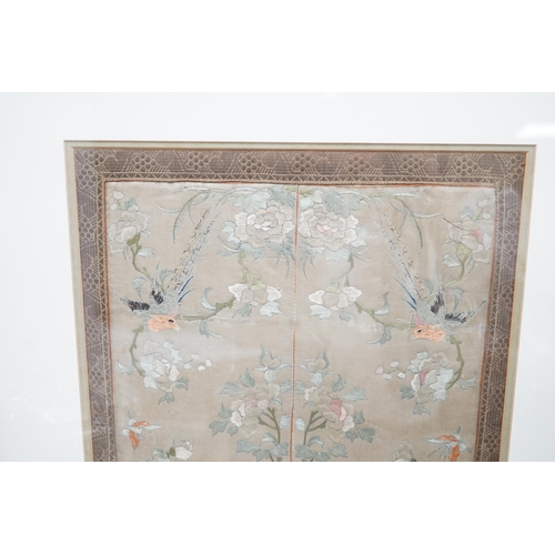 1356 - A framed Chinese embroidered silk panel, 37x29cm excl frame