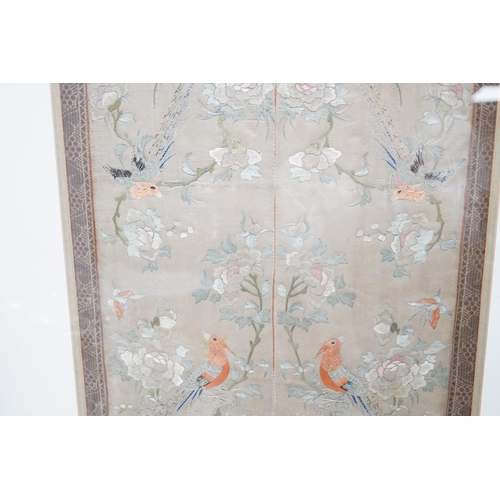 1356 - A framed Chinese embroidered silk panel, 37x29cm excl frame