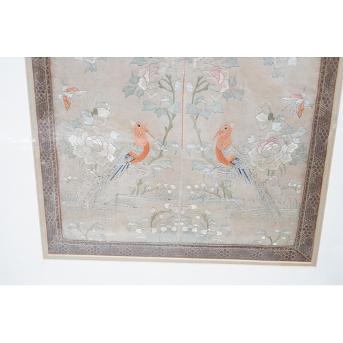 1356 - A framed Chinese embroidered silk panel, 37x29cm excl frame