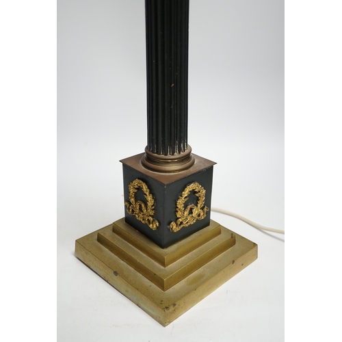 1358 - A Corinthian column desk lamp, with laurel wreath panels to base, 56cm