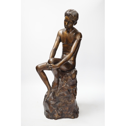 1360 - A bronze seated nude, 50cm