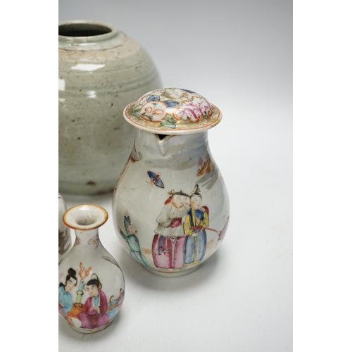 1367 - A group of Chinese porcelain etc, 18th century and later (8), including a crackle glaze Dragon water... 