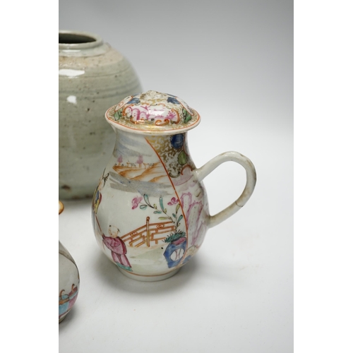 1367 - A group of Chinese porcelain etc, 18th century and later (8), including a crackle glaze Dragon water... 