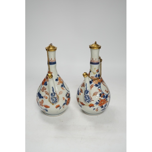 1375 - A pair of late 17th/early 18th century Japanese Arita Imari ewers, European gilt metal mounts, a/f, ... 