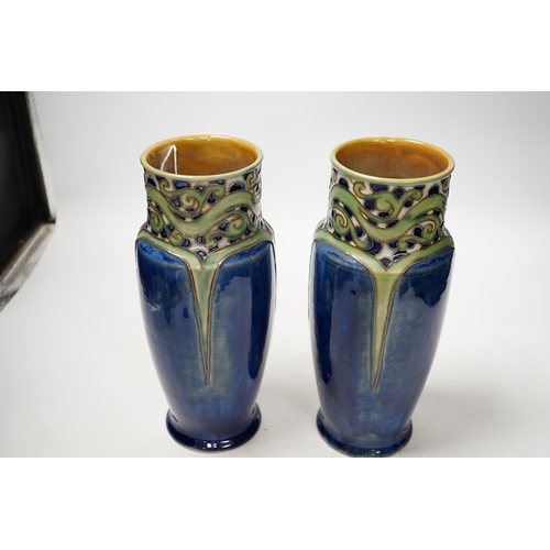 1378 - A pair of Royal Doulton Frances E. Pope vases, 25cm