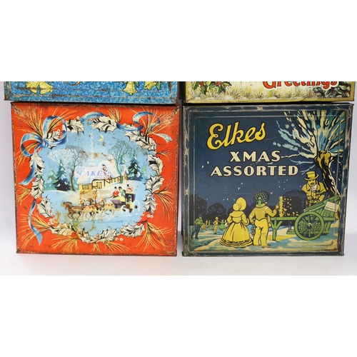 1421 - A group of vintage Christmas biscuit tins, including Elke, Huntley and Palmer and Cooperative Wholes... 