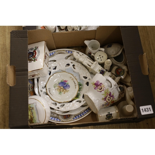 1431 - 55 items Crested china, Folkestone, Whitstable, Leamington Spa, Channel Tunnel, etc