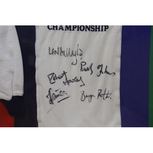 1457 - A framed 1999 Five Nations special edition signed rugby shirt, 82cm wide x 103cm high, including fra... 