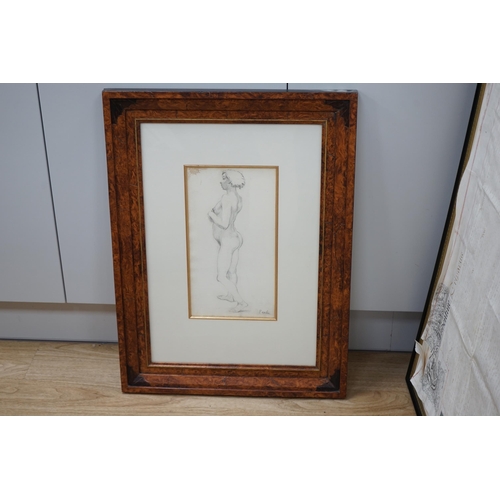 1653 - Mervyn Peake, author and illustrator (1911-1968), pencil drawing, Standing nude, signed, Victor Wadd... 