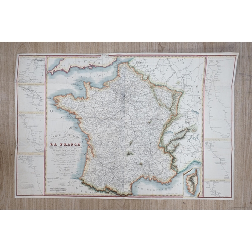 1658 - Andre Basset (French, 19th. C), Carte Routiere de la France, hand coloured map, sold by Basset, Roue... 