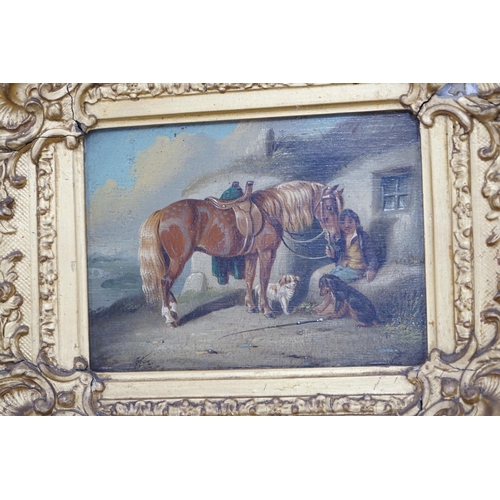 1660 - Henry S Cottrell (fl.1840-1860), two oils on board, associated pair of equestrian scenes, one signed... 