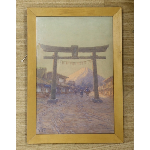 1672 - Yoshihiko lto (Japanese, 1867-1942), watercolour, Mount Fuji, signed, 48 x 32cm