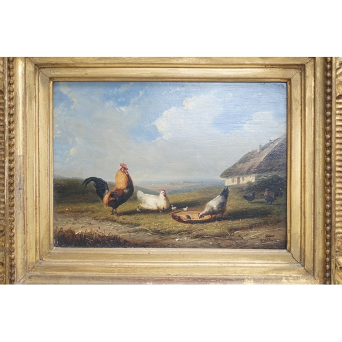 1677 - Frans Van Severdonck (Belgian, 1809-1899), oil on board, farmyard scene with poultry, signed and dat... 