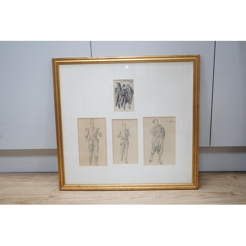 1695 - George du Maurier (1834-1896), three pencil sketches for a pen and ink illustration, 'I will not! I ... 