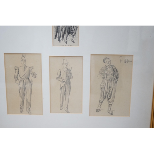 1695 - George du Maurier (1834-1896), three pencil sketches for a pen and ink illustration, 'I will not! I ... 