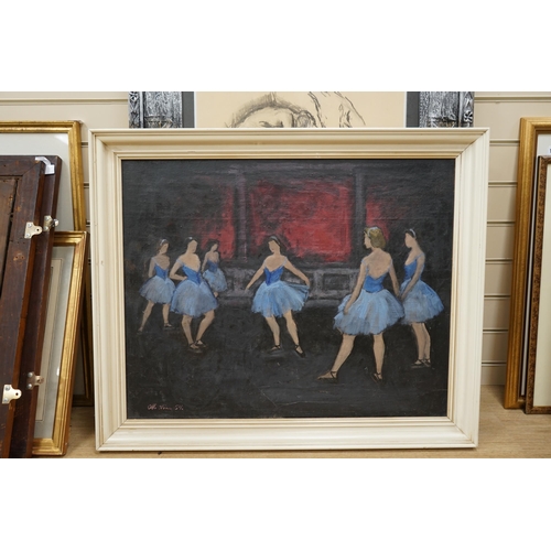 1712 - Otto Olsen (1905-1966), oil on canvas, Study of ballet dancers, signed and dated '54, 59 x 74cm... 