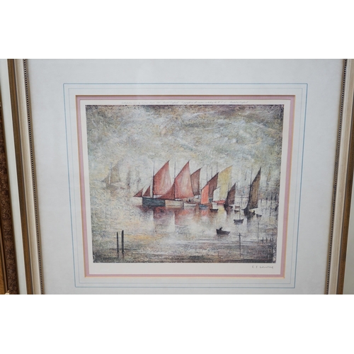 1721 - Laurence Stephen Lowry (1887-1976), pencil signed colour lithograph, Sailing boats with embossed b... 