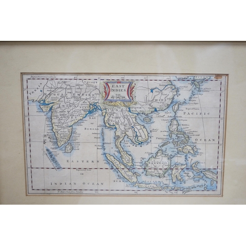 1729 - Alain Mallet (17th. C) hand coloured map, Indochina Golfe De Bengala together with three other antiq... 