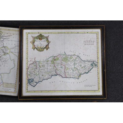 1757 - Robert Morden (1650-1703), two hand coloured maps comprising Sussex and Cumberland, sold by Abel Swa... 