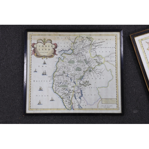 1757 - Robert Morden (1650-1703), two hand coloured maps comprising Sussex and Cumberland, sold by Abel Swa... 