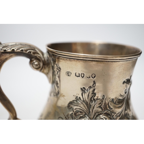 1901 - A Victorian embossed silver baluster mug, Charles Boyton II, London, 1866?, height 13cm, 8.6oz.... 