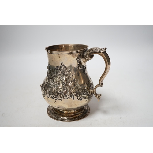 1901 - A Victorian embossed silver baluster mug, Charles Boyton II, London, 1866?, height 13cm, 8.6oz.... 