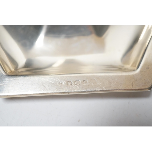 1926 - A Dutch white metal ashtray, with pierced border, 13.1cm and one other silver hexagonal ashtray?, a ... 