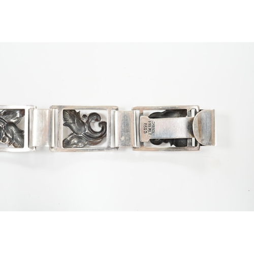 2029 - A mid 20th century Danish 830S white metal foliate link bracelet, by Grenol Eneret, overall 18.5cm.... 