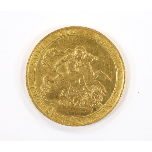 2096 - British gold coins, George III gold sovereign 1817 (S3785), about VF