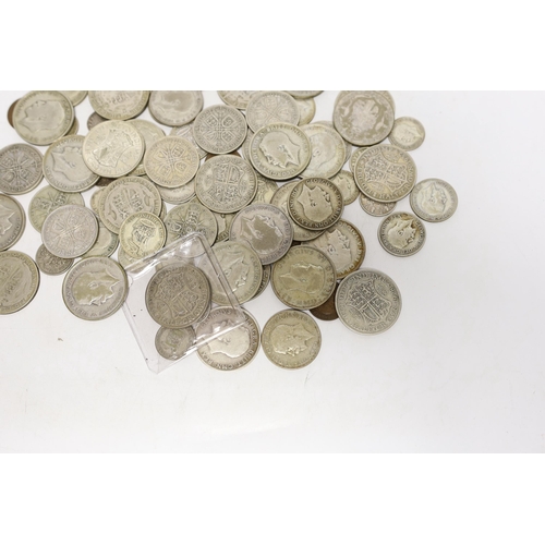 2122 - British coins, Victoria to George VI, the majority pre-1947 halfcrowns, florins, shillings, sixpence... 