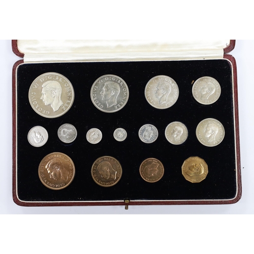 2129 - British coins, George VI coronation specimen coin set 1937, aFDC, maundy 1d to 4d and farthing to cr... 