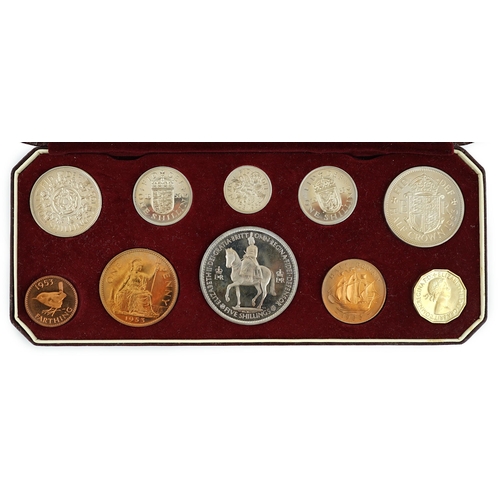 2131 - British coins, Queen Elizabeth II coronation proof coin set 1953, farthing to five shillings, cased... 