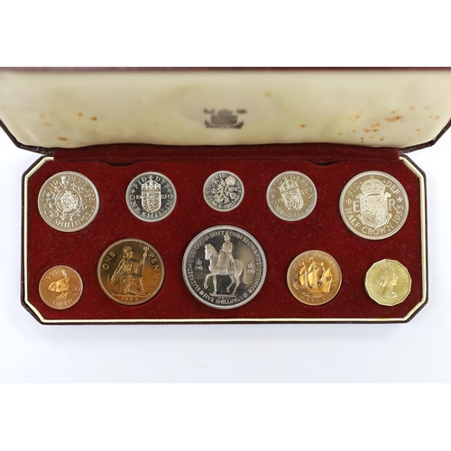 2131 - British coins, Queen Elizabeth II coronation proof coin set 1953, farthing to five shillings, cased... 