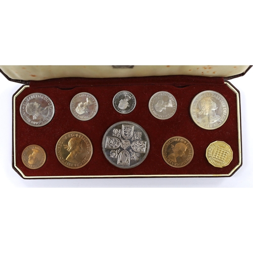 2131 - British coins, Queen Elizabeth II coronation proof coin set 1953, farthing to five shillings, cased... 