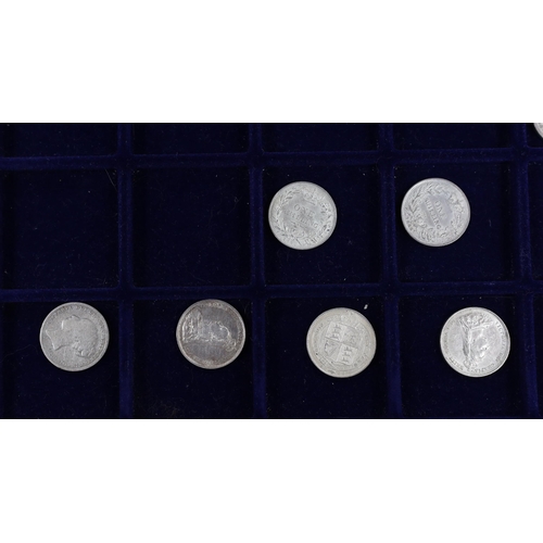 2134 - British and Spanish coins and banknotes, George III to QEII collection of coins, in metal case with ... 