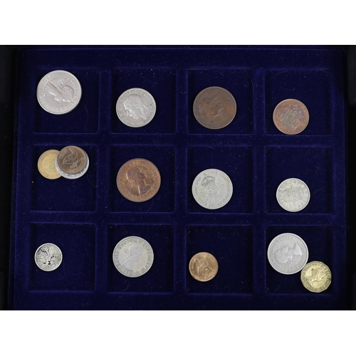 2134 - British and Spanish coins and banknotes, George III to QEII collection of coins, in metal case with ... 