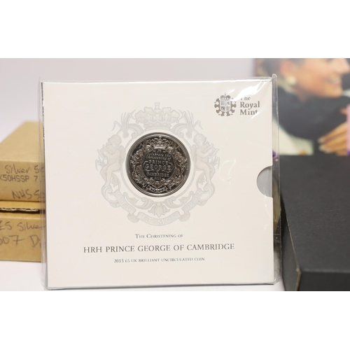 2161 - Royal Mint UK QEII proof silver coins - 2007 Diana £5, 1980 Queen Mother 80th crown, 1999 Edward and... 