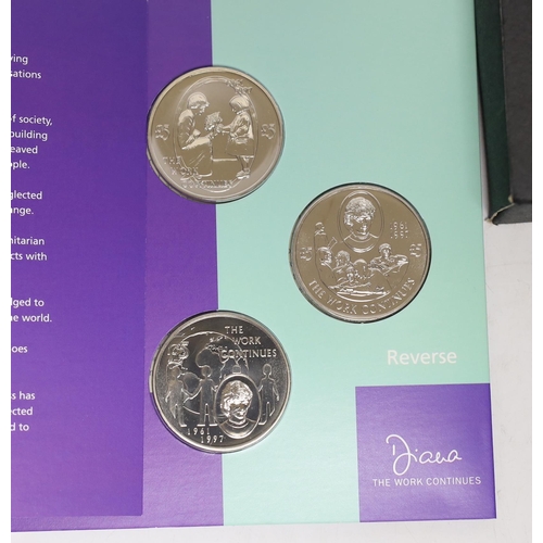 2161 - Royal Mint UK QEII proof silver coins - 2007 Diana £5, 1980 Queen Mother 80th crown, 1999 Edward and... 