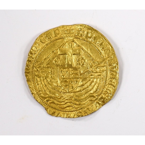 2167 - British hammered coinage, Edward IV gold Angel (S2091), mm. heraldic cinquefoil, London 1480-83, 5.1... 