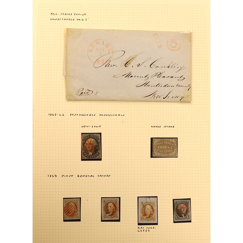 2174 - A collection of early United States of America stamps in a Philatelic album including 1845 New York ... 