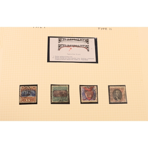 2174 - A collection of early United States of America stamps in a Philatelic album including 1845 New York ... 