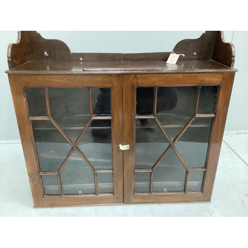 118 - A George III style glazed mahogany wall cabinet, width 77cm, depth 20cm, height 72cm